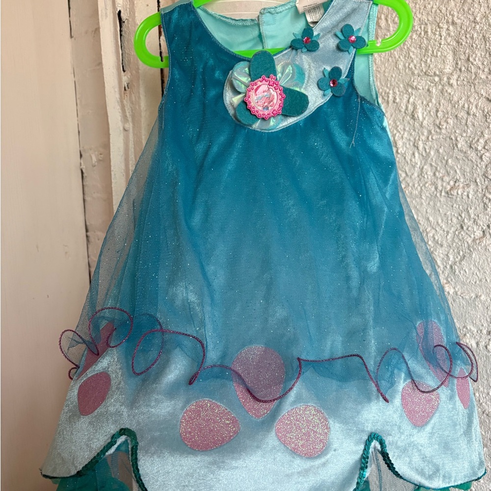 Trolls Poppy Girls Teal Blue Sparkle Fairy Costume Dress